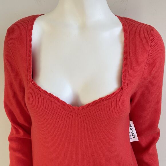 NWT Old Navy Fitted Ribbed Sweetheart Neckline Sweater Top Size XL Red - Picture 3 of 13